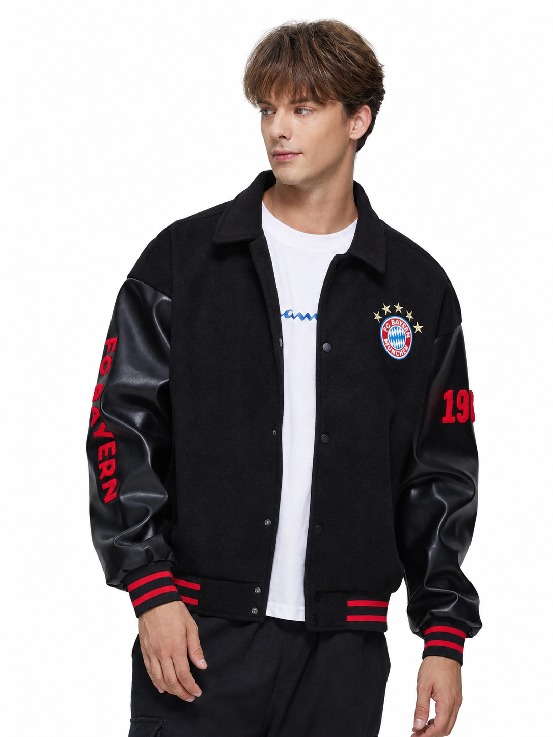 FC Bayern Munich Black & Red Varsity Jacket - product detail 2