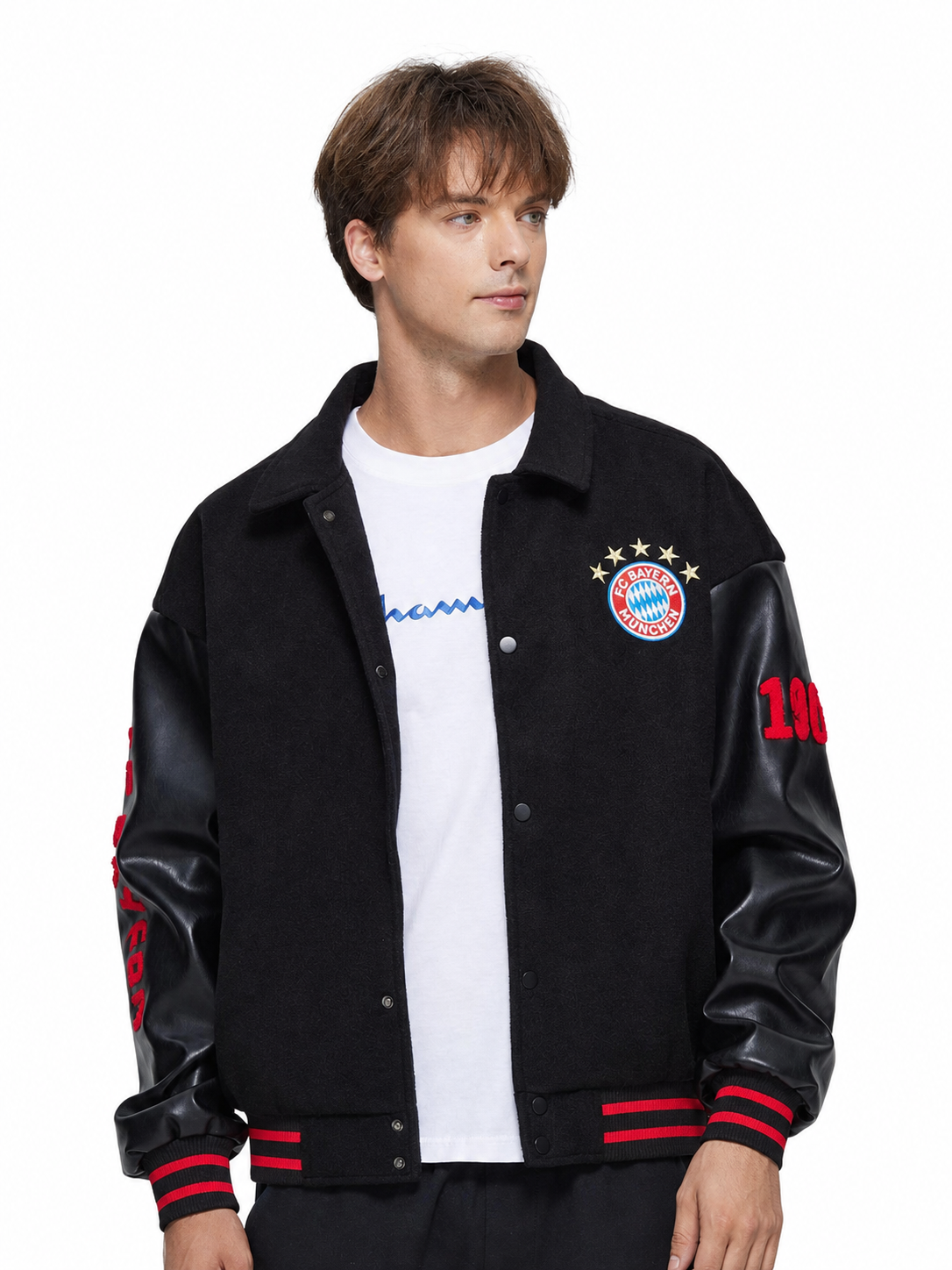 FC Bayern Munich Black & Red Varsity Jacket - product detail 3