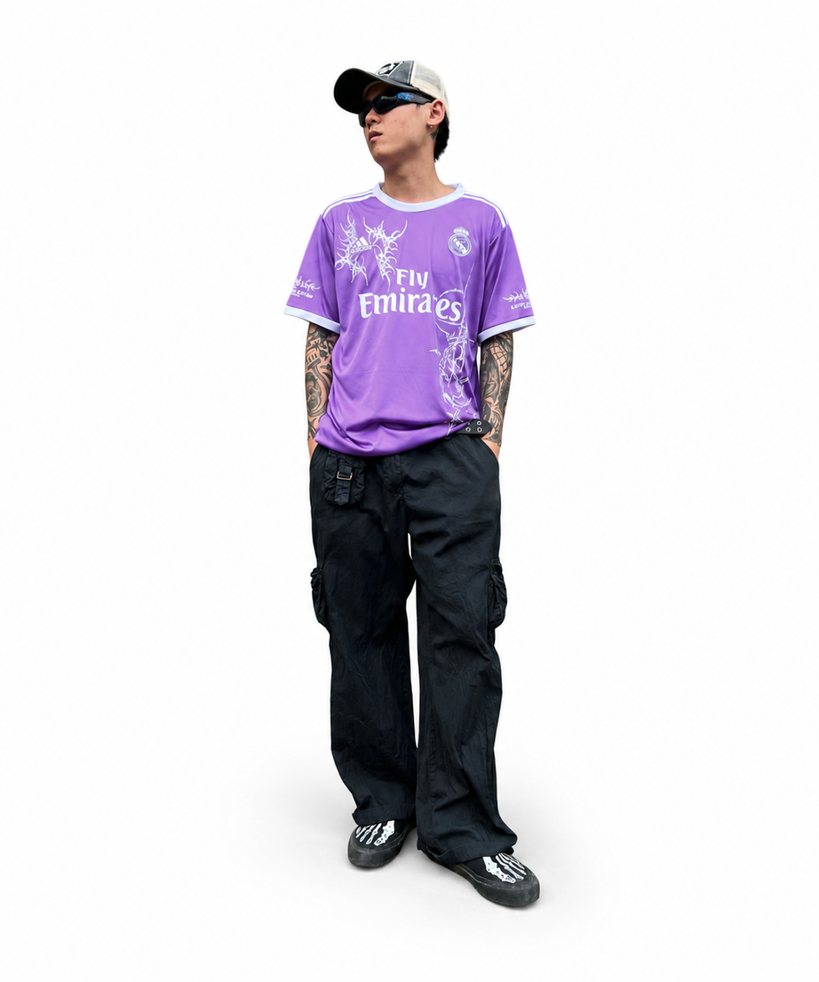 Real Madrid Purple Thorn Graphic Jersey - full body model view