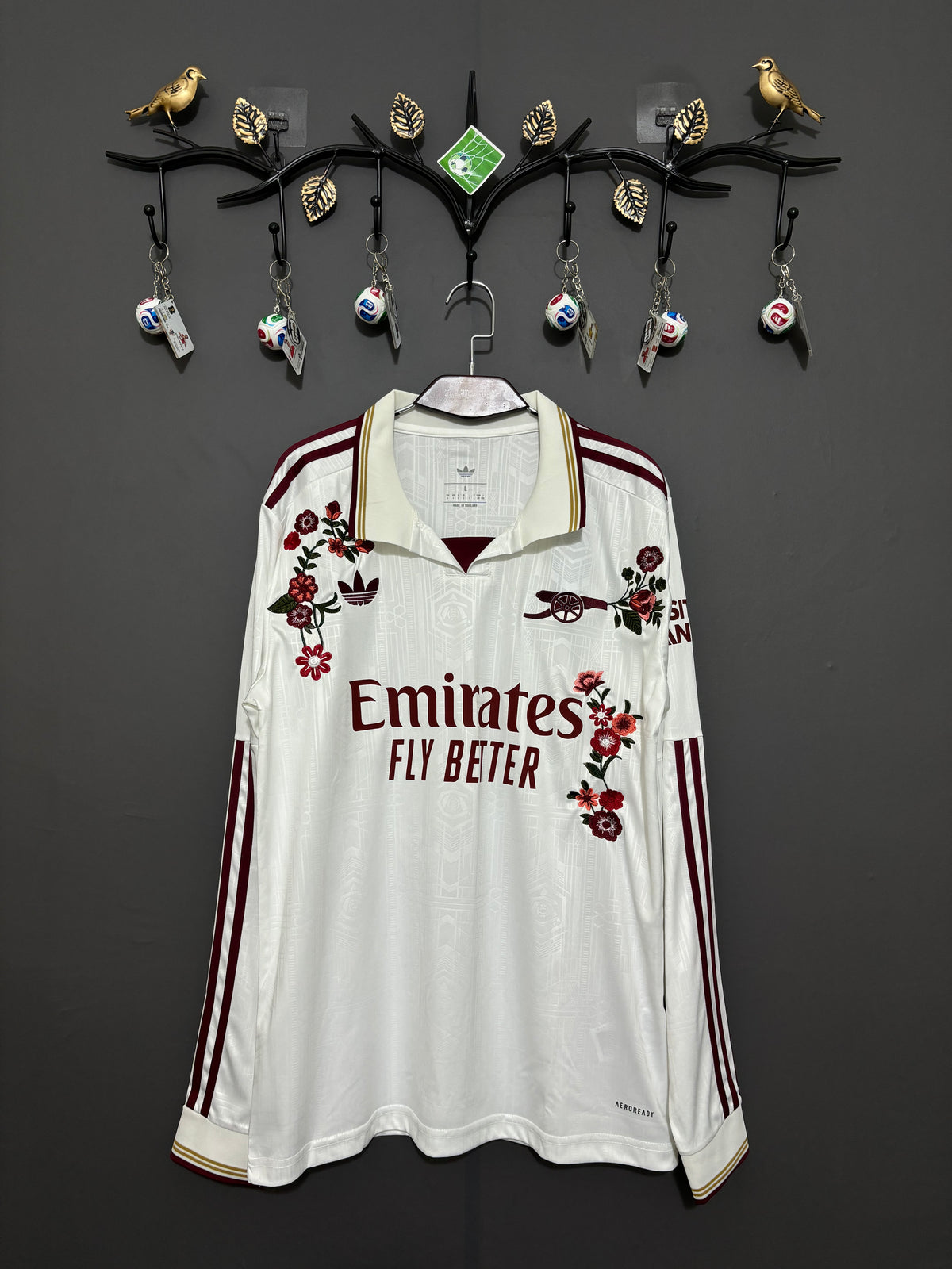 Arsenal Bordeauxrosen-Langarm-Stickerei-Trikot
