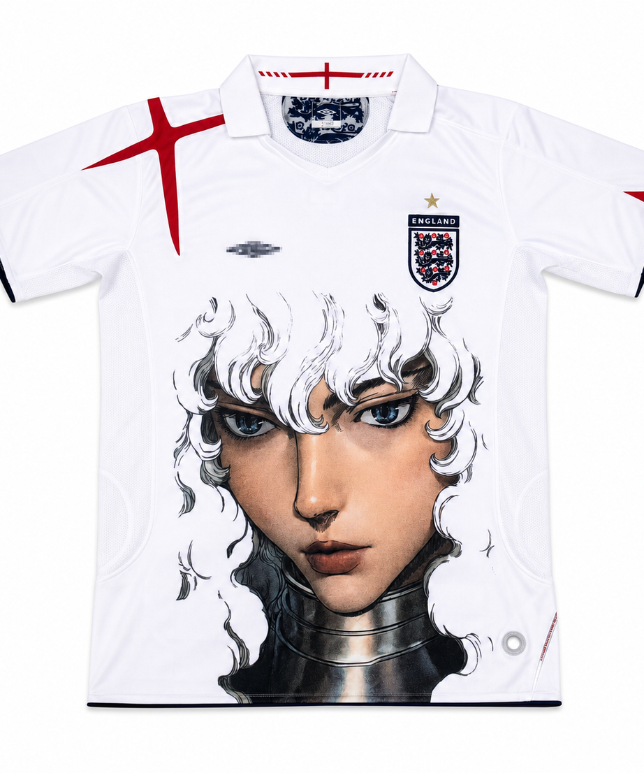 Griffith England White Graphic Jersey - clean front view on white background