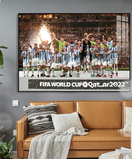 Lionel Messi 2022 World Cup Trophy Celebration Wall Art