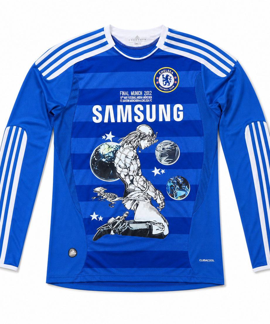 Diego Brando Chelsea Blue Long-Sleeve Graphic Jersey - clean front view on white background