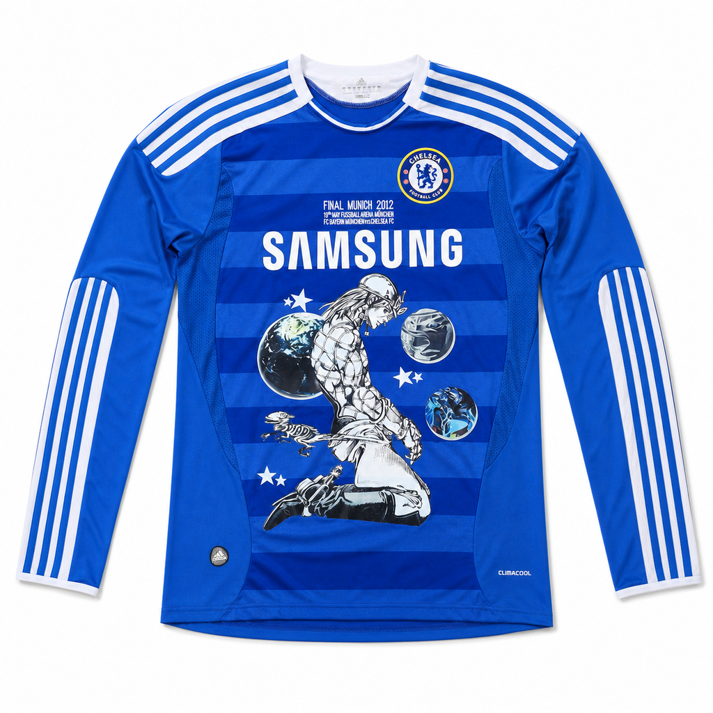 Diego Brando Chelsea Blue Long-Sleeve Graphic Jersey - clean front view on white background