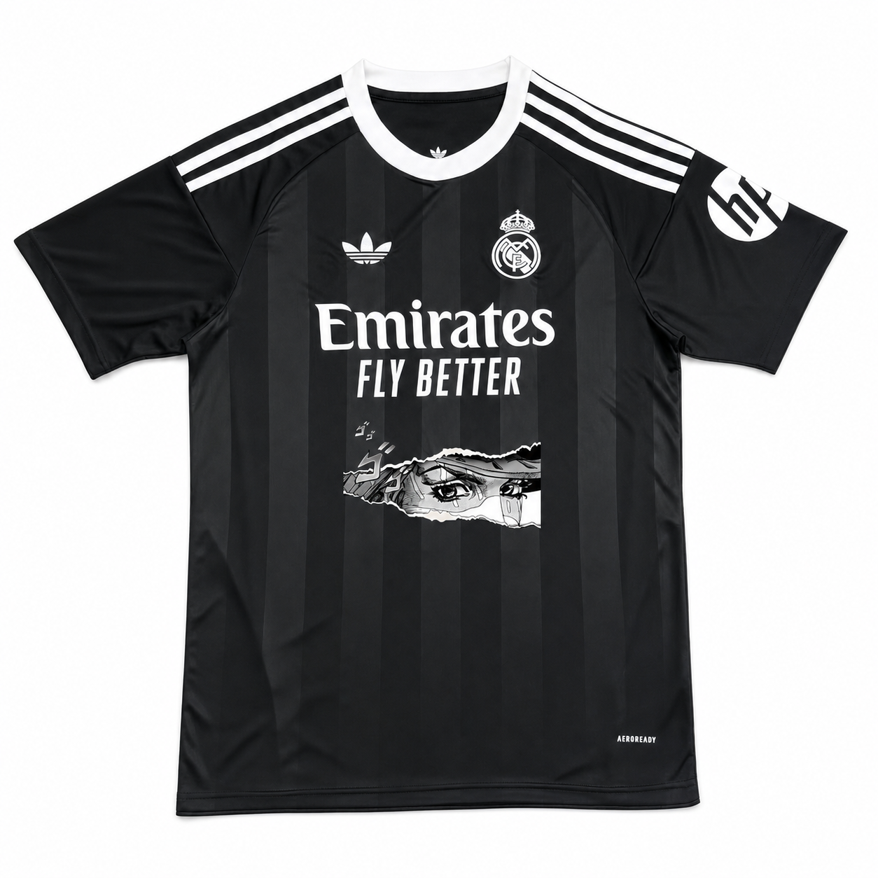 Gyro Zeppeli Real Madrid black graphic jersey front view