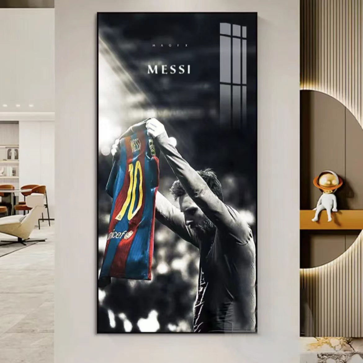 Lionel-Messi-Trikot-Poster als Wanddekoration zur Feier