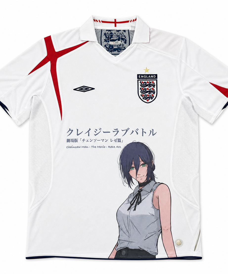 Reze England white graphic jersey short sleeve clean front view