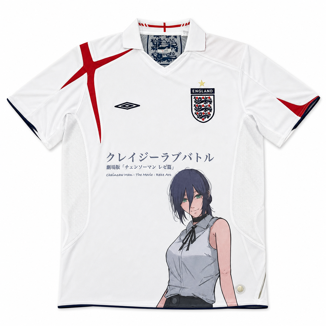 Reze England white graphic jersey short sleeve clean front view