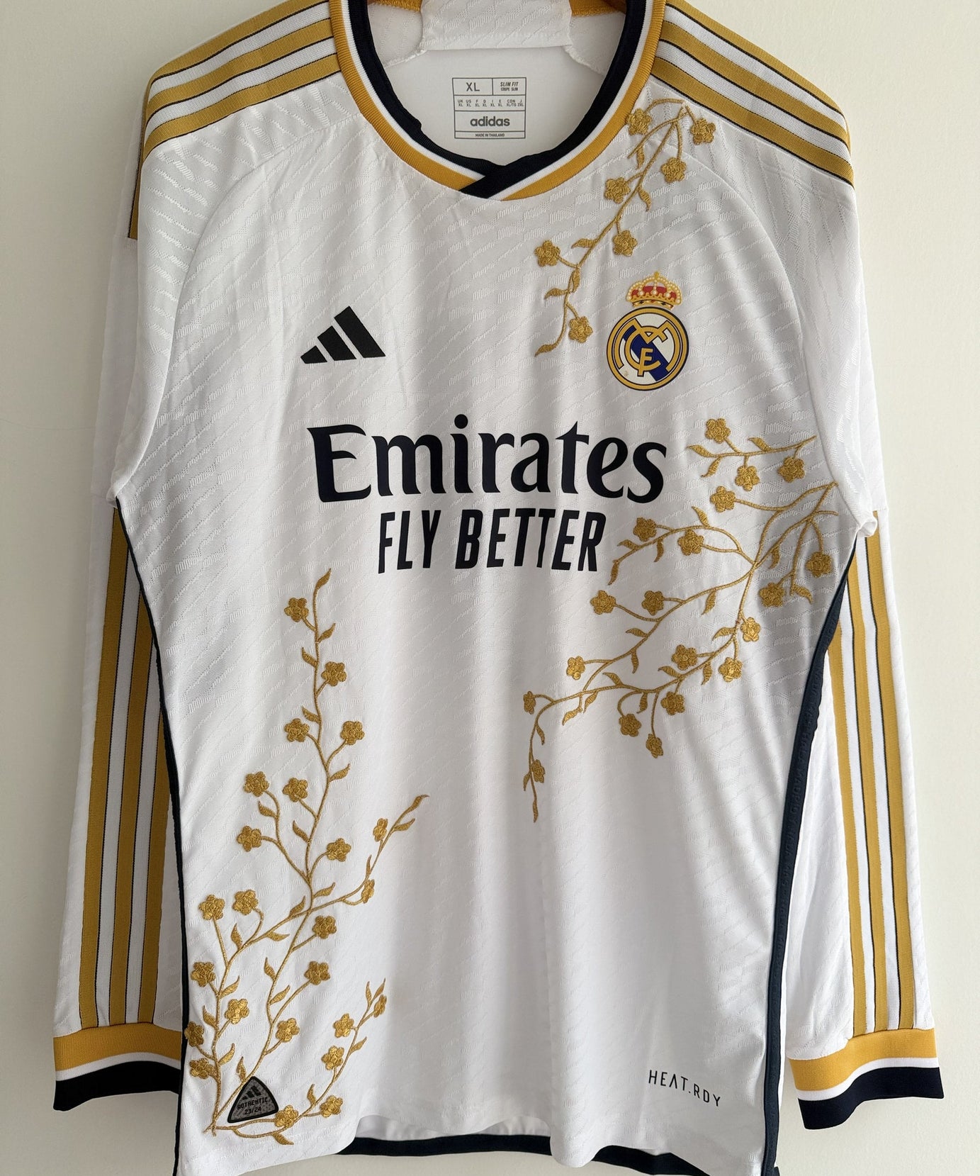 Real Madrid Gold Vine Embroidered Jersey - long sleeve product image 6