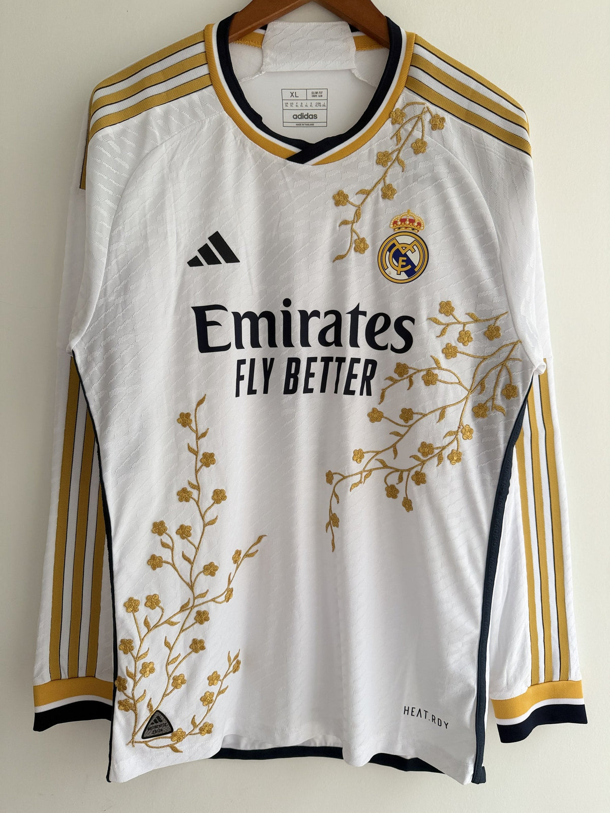 Real Madrid Gold Vine Embroidered Jersey - long sleeve product image 6