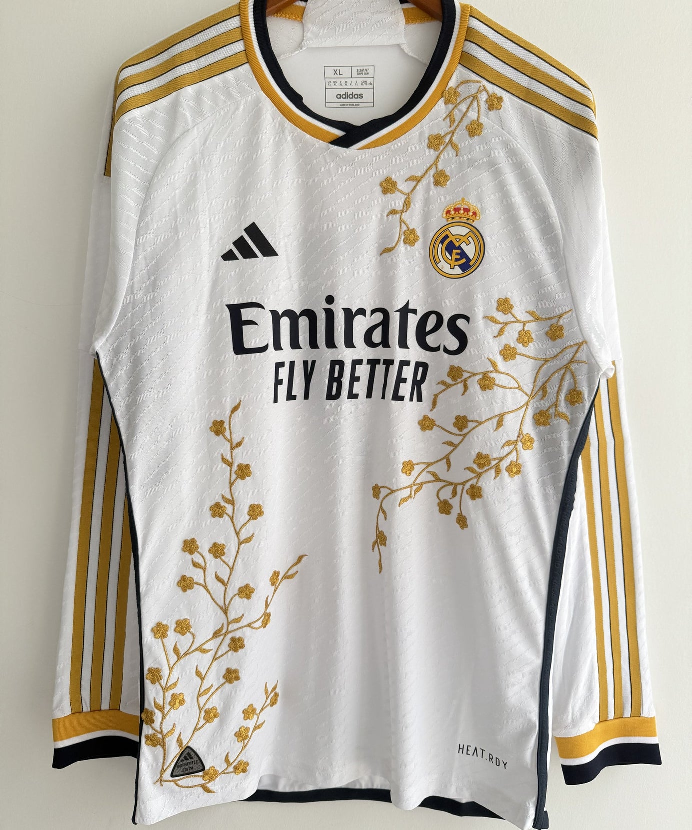 Real Madrid Gold Vine Embroidered Jersey - long sleeve product image 1