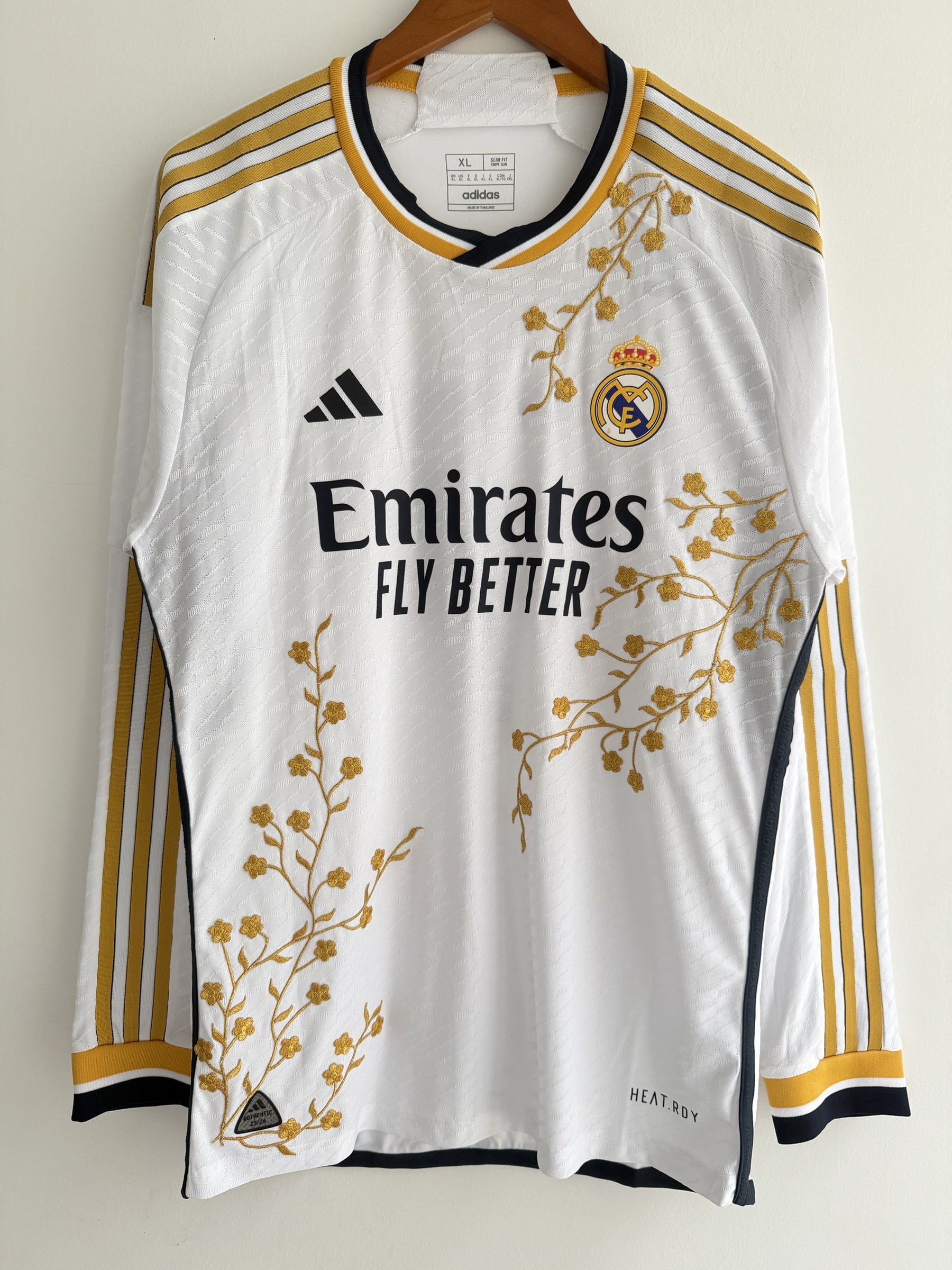 Real Madrid Gold Vine Embroidered Jersey - long sleeve product image 1