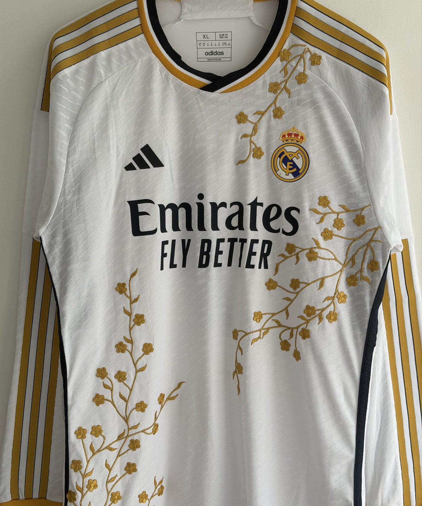 Real Madrid Gold Vine Embroidered Jersey - long sleeve product image 8