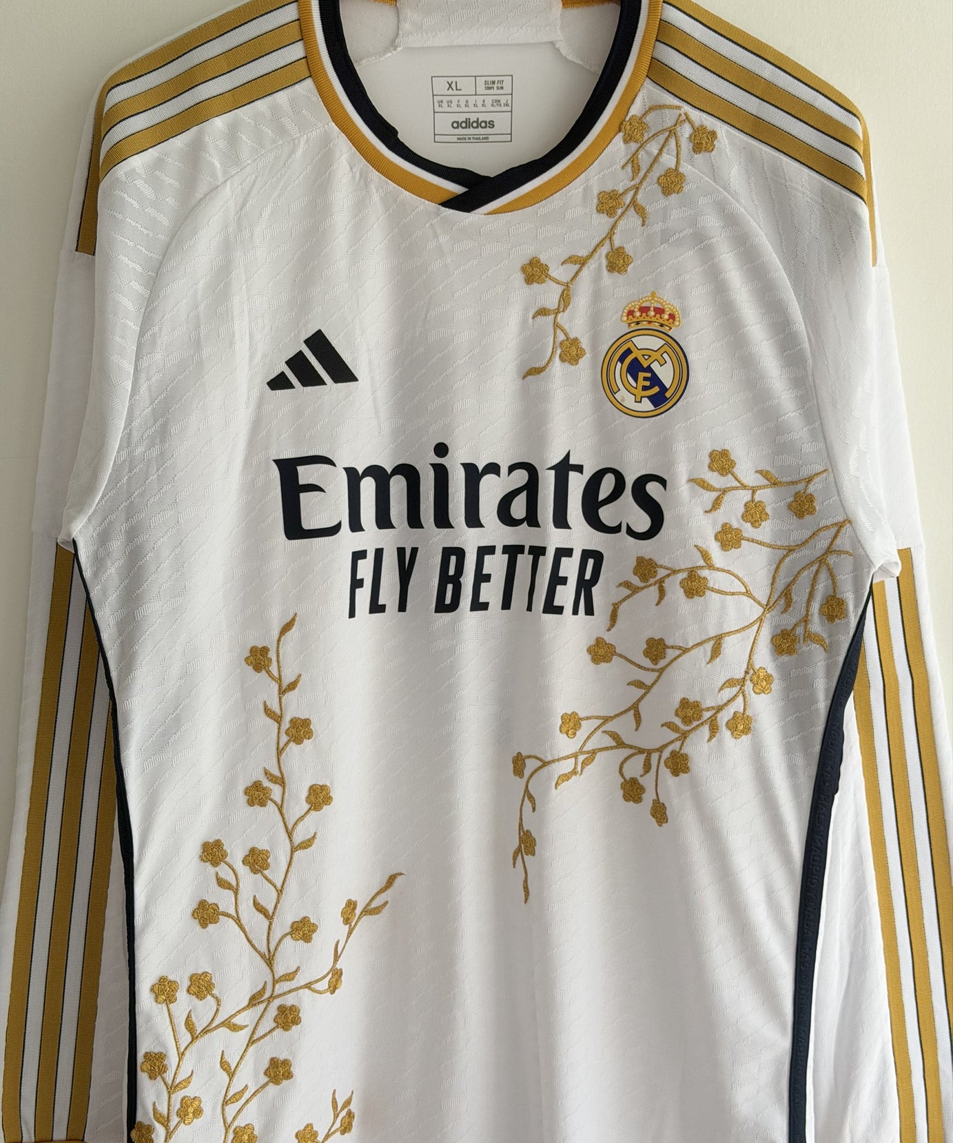 Real Madrid Gold Vine Embroidered Jersey - long sleeve product image 9