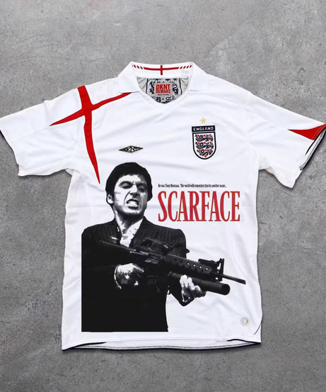 Maillot graphique blanc de l’Angleterre de Scarface