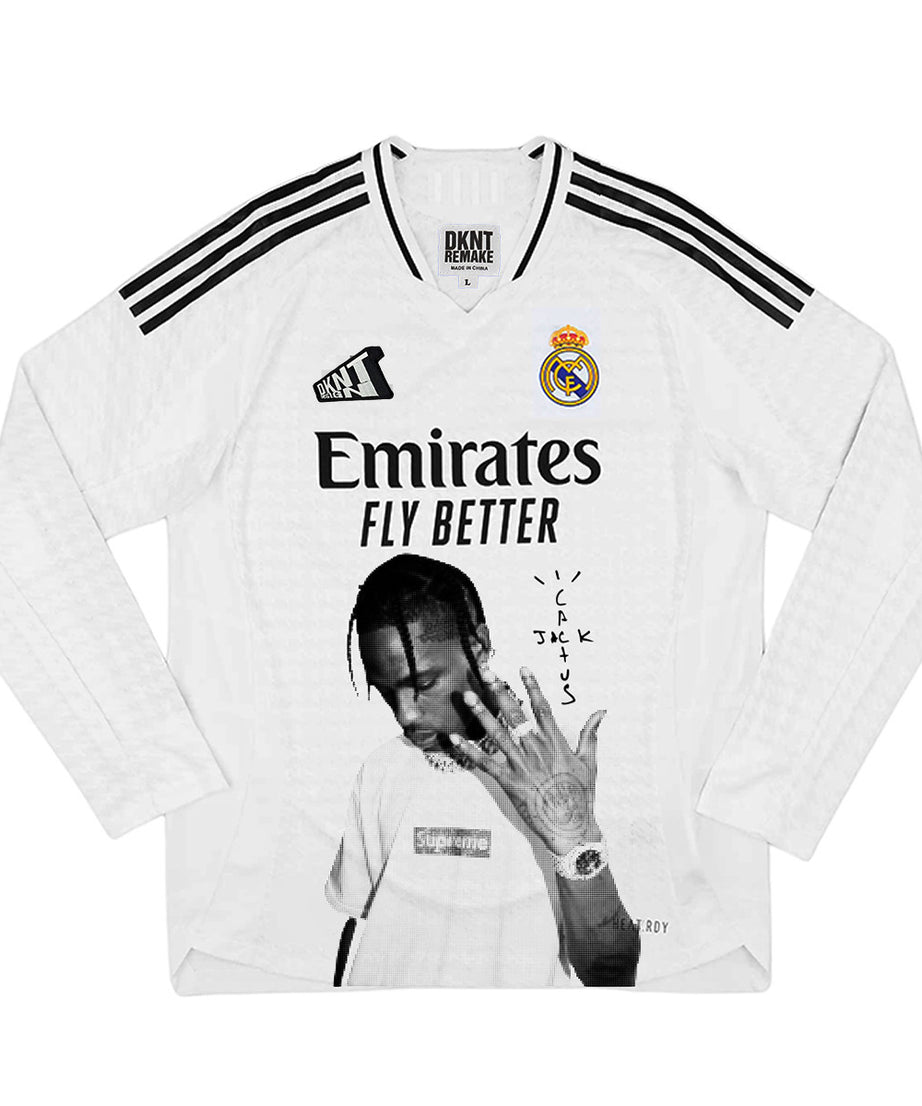 Travis Scott Real Madrid White Long-Sleeve Hand Graphic Jersey