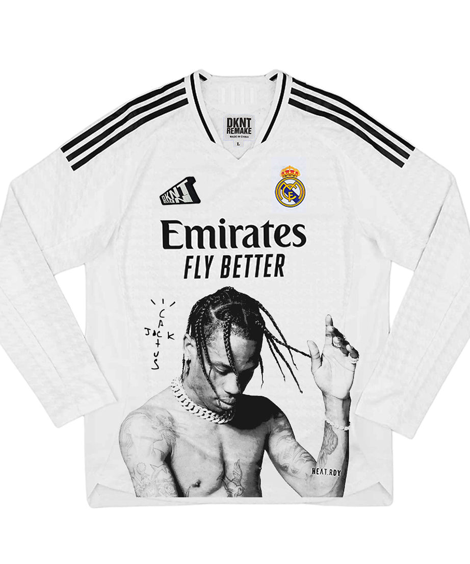 Travis Scott Real Madrid White Long-Sleeve Braids Jersey
