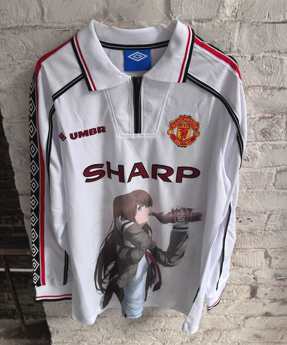 Kurisu Makise Manchester United White Long Sleeve Jersey