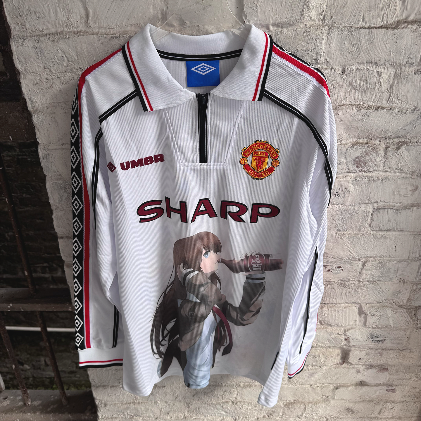 Kurisu Makise Manchester United White Long Sleeve Jersey