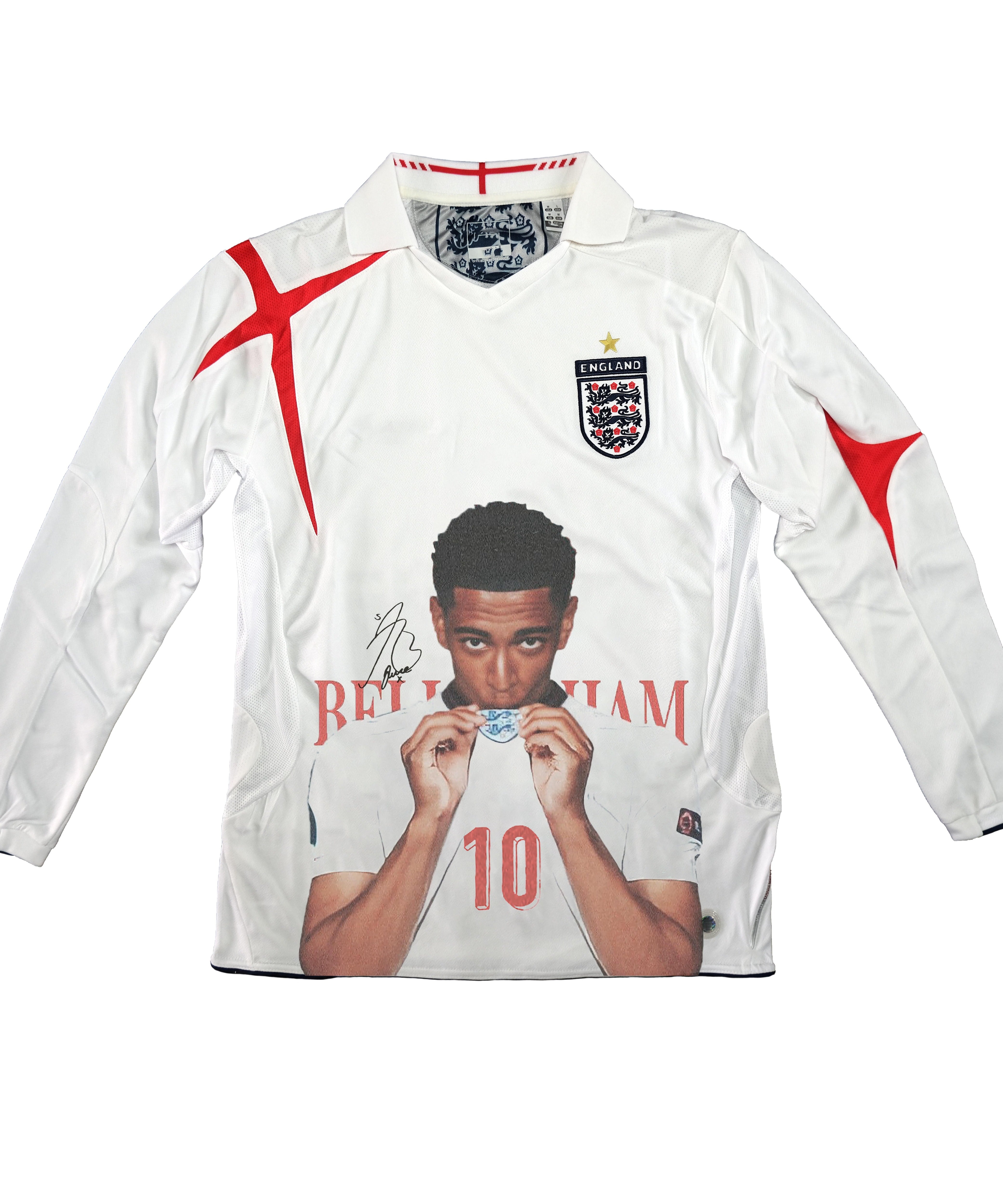 Jude Bellingham England White Long-Sleeve Graphic Jersey