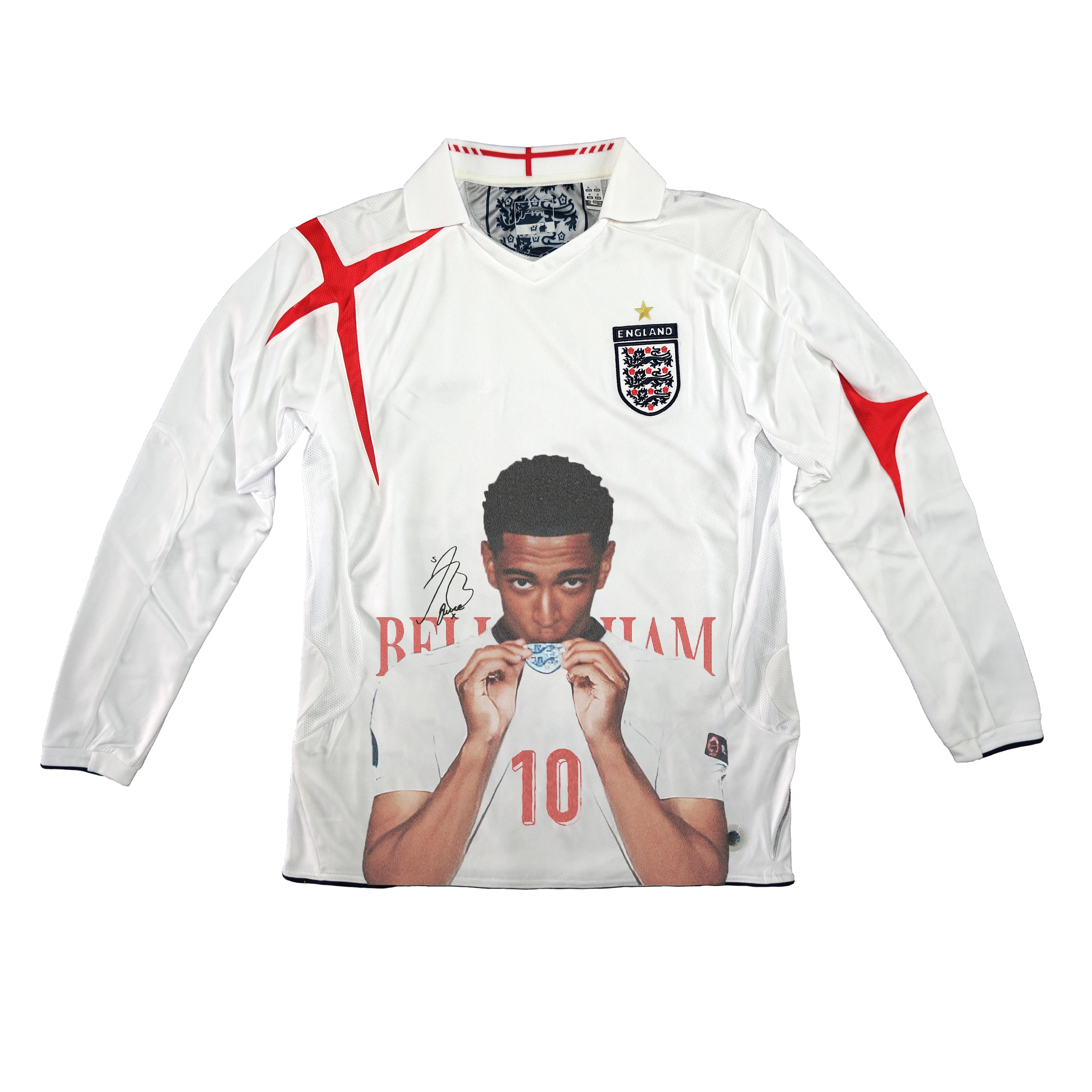 Jude Bellingham England White Long-Sleeve Graphic Jersey