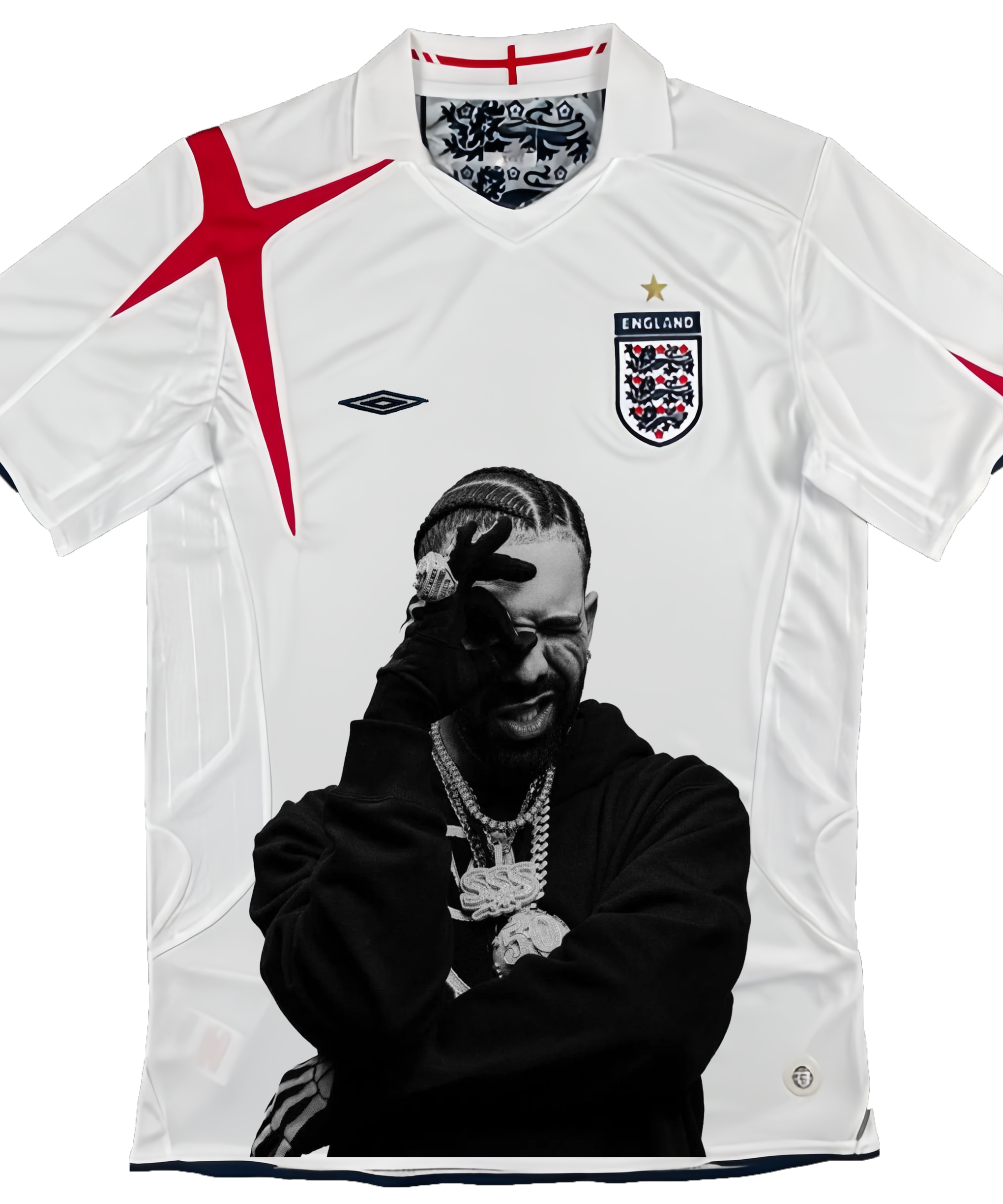 Drake England White Graphic Jersey