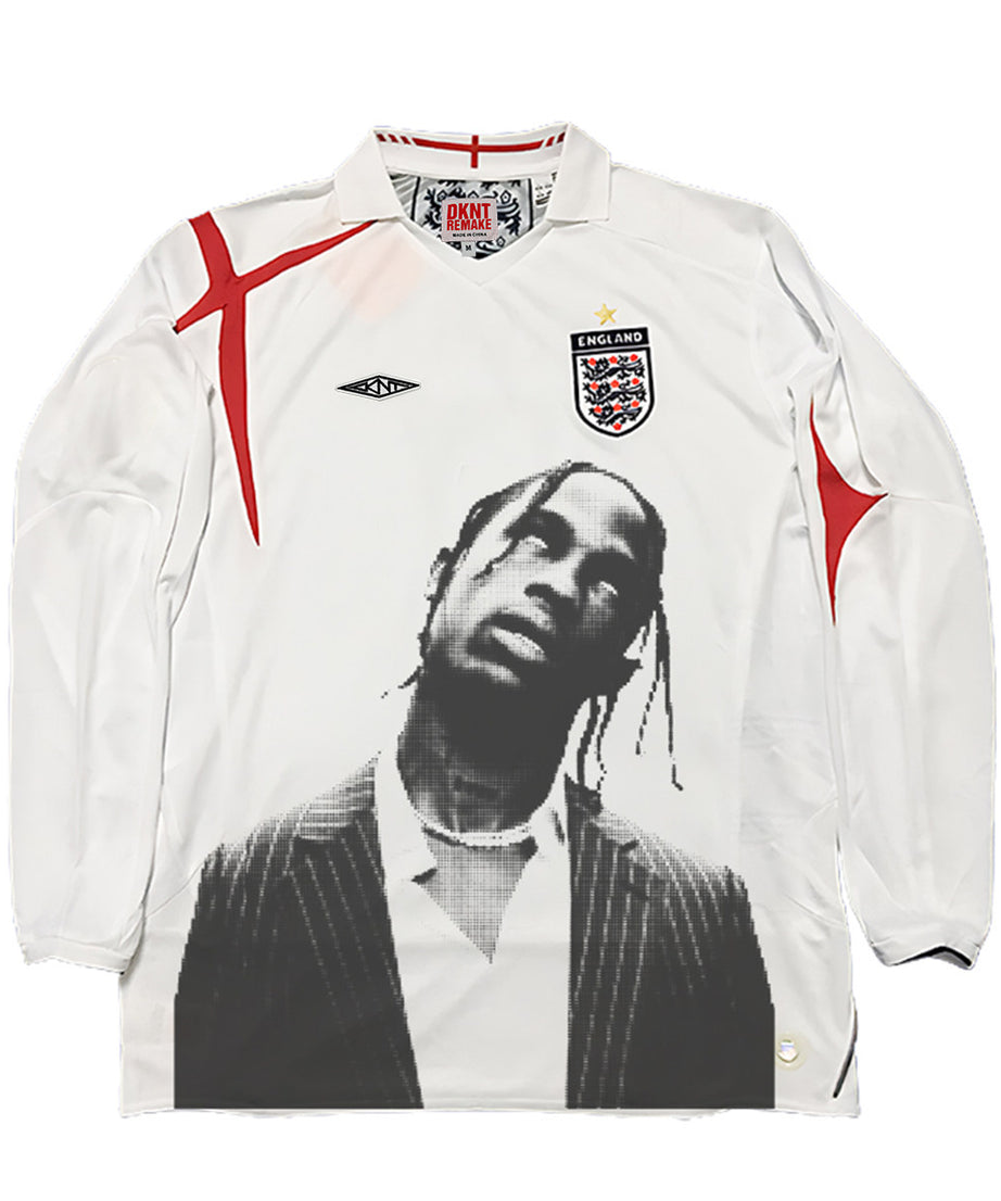 Travis Scott England White Long-Sleeve Suit Portrait Jersey