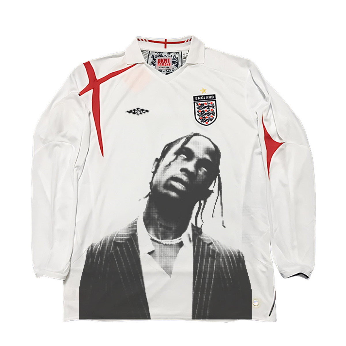 Travis Scott England White Long-Sleeve Suit Portrait Jersey