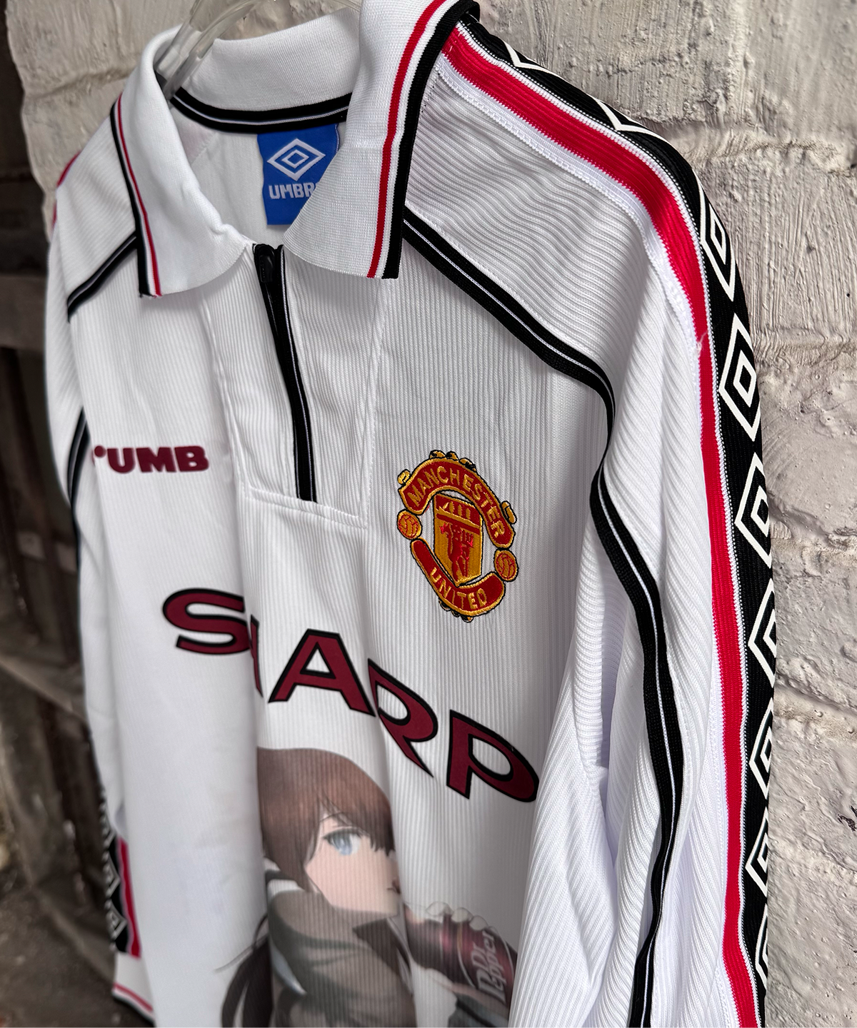 Kurisu Makise Manchester United White Long Sleeve Jersey