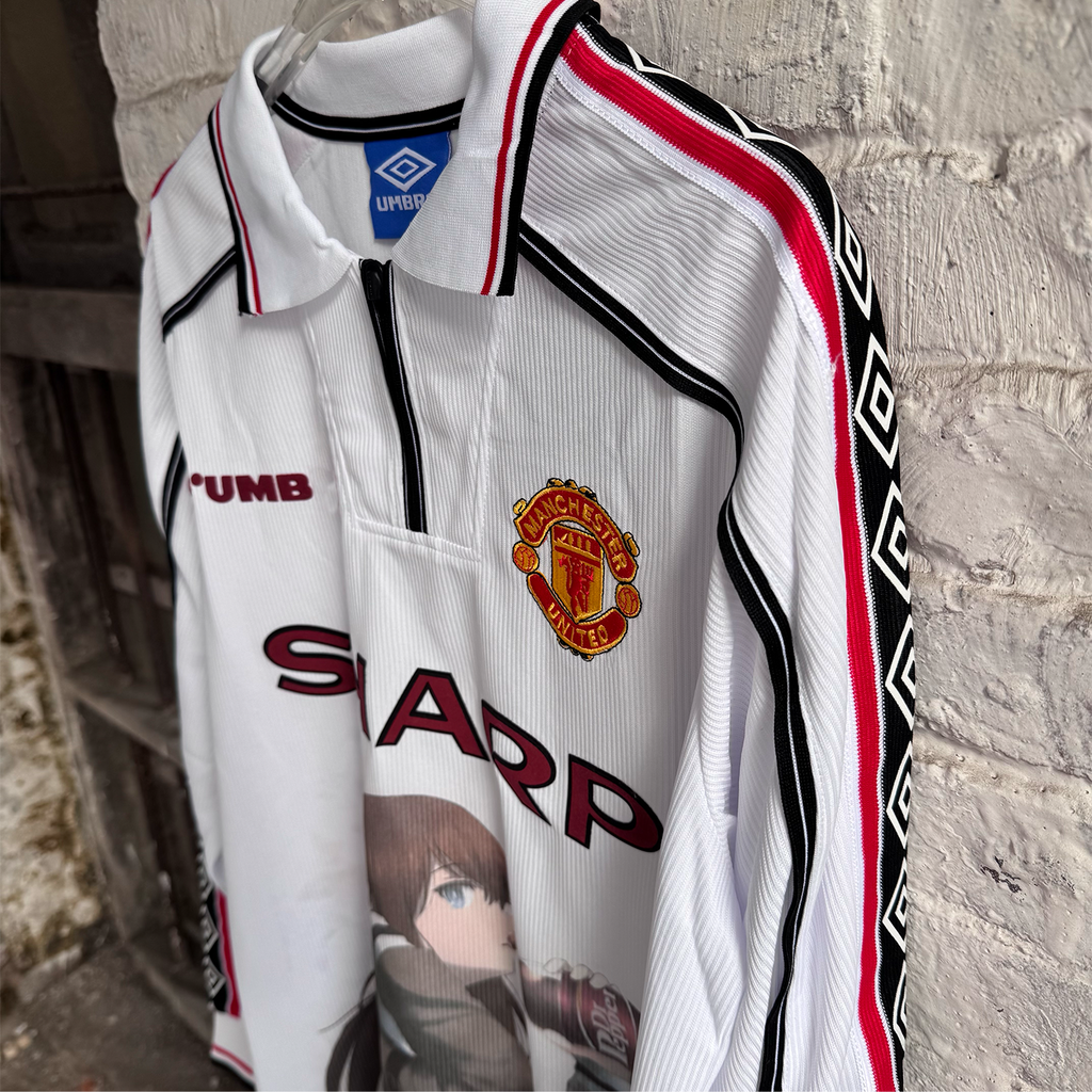 Kurisu Makise Manchester United White Long Sleeve Jersey