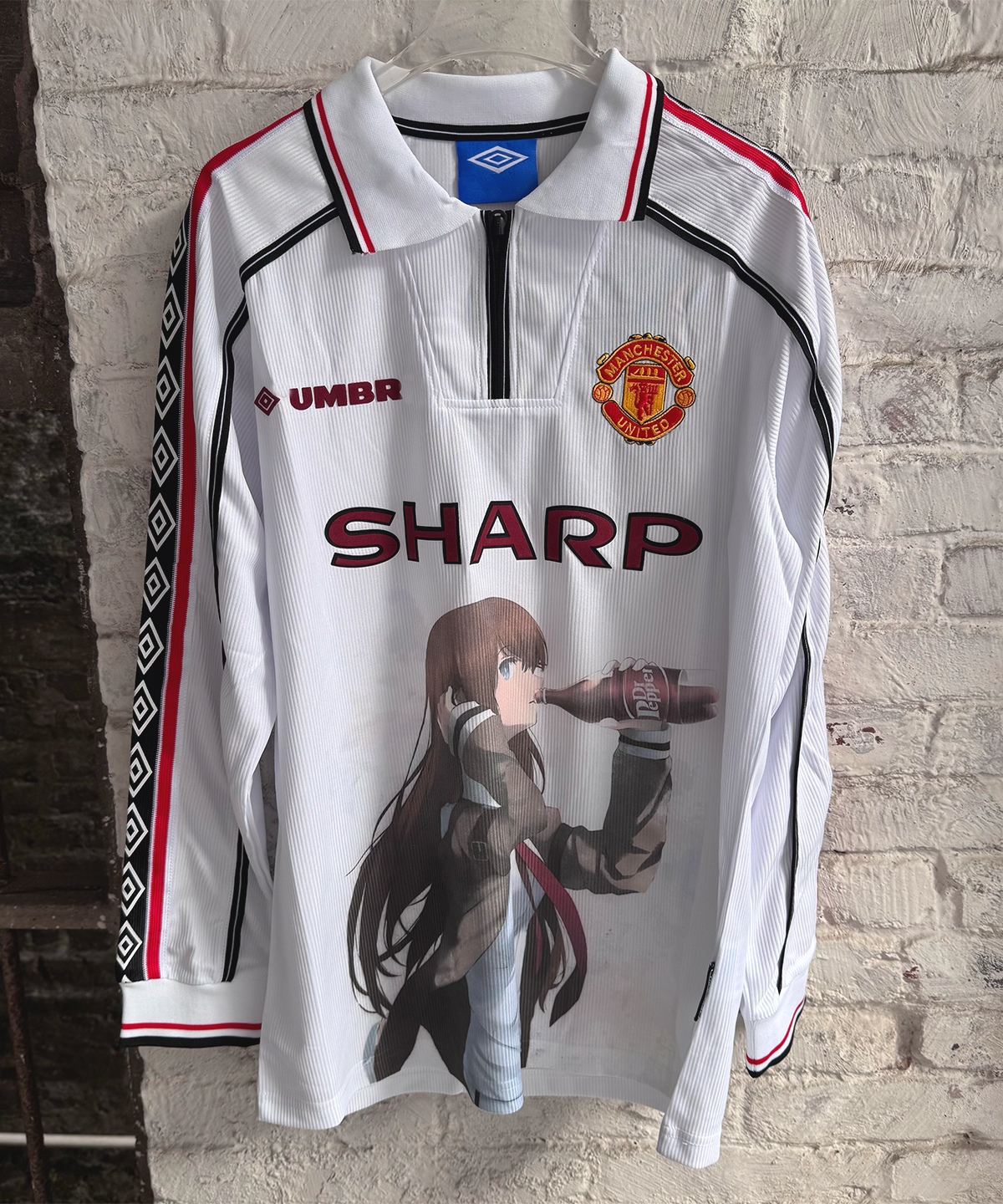 Kurisu Makise Manchester United White Long Sleeve Jersey