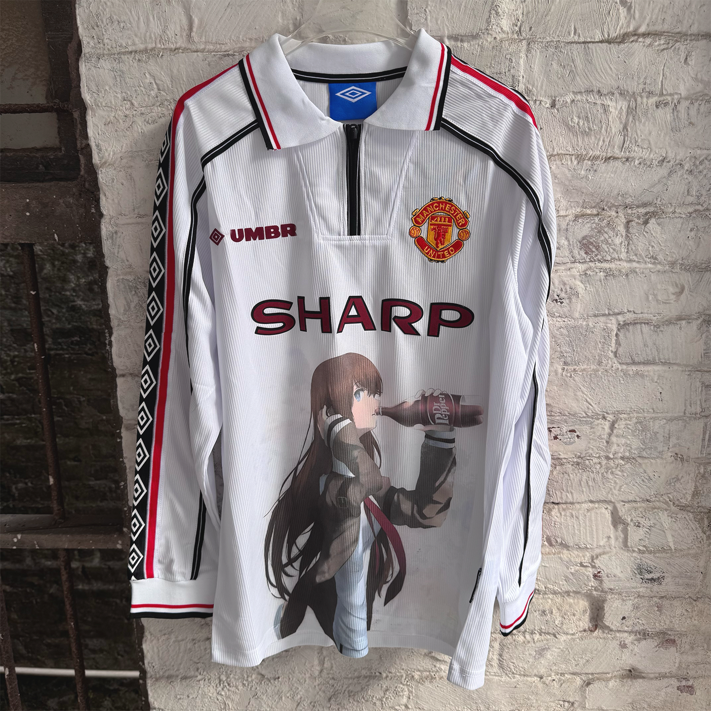 Kurisu Makise Manchester United White Long Sleeve Jersey