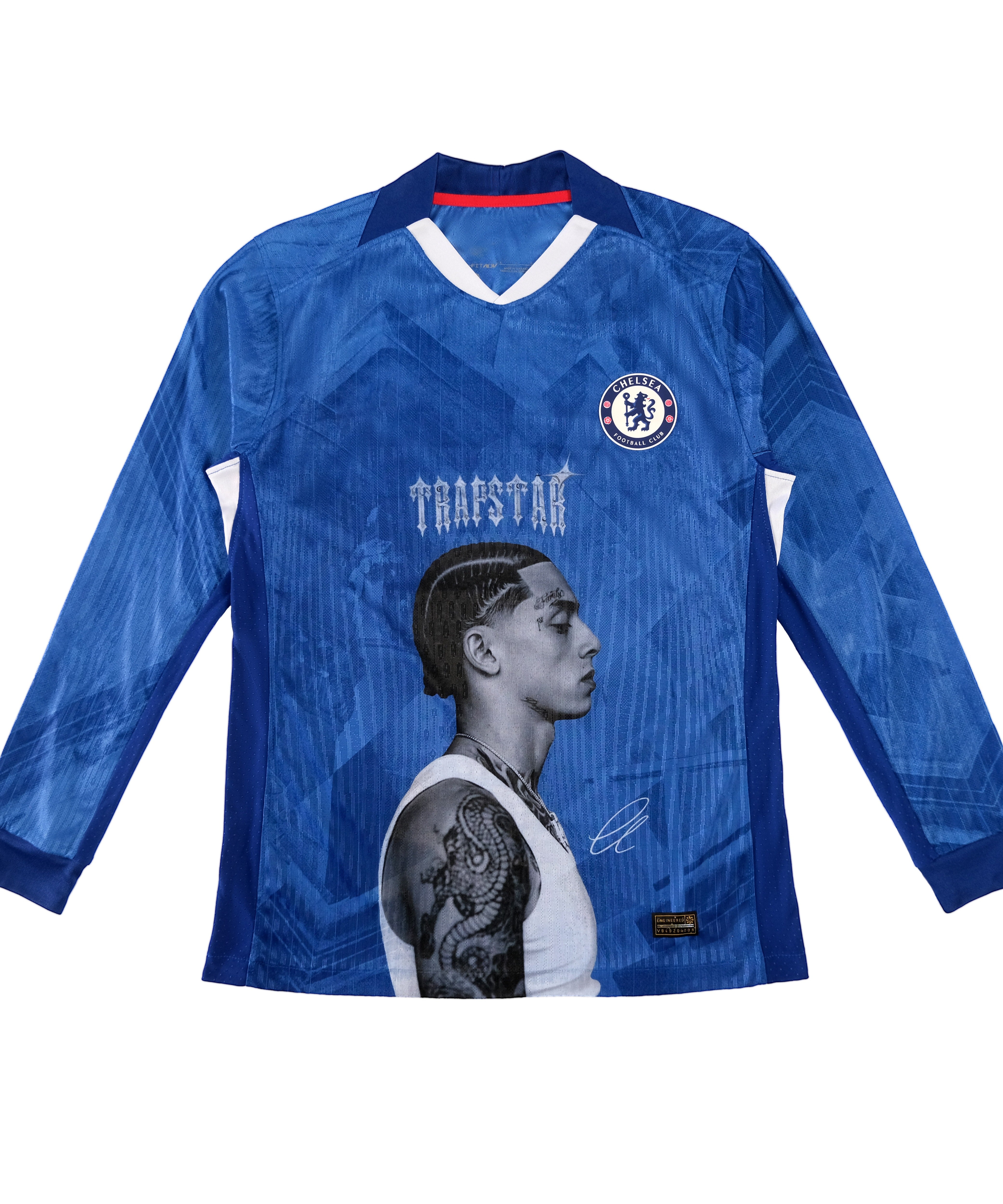Maillot bleu à manches longues de Chelsea de Central Cee