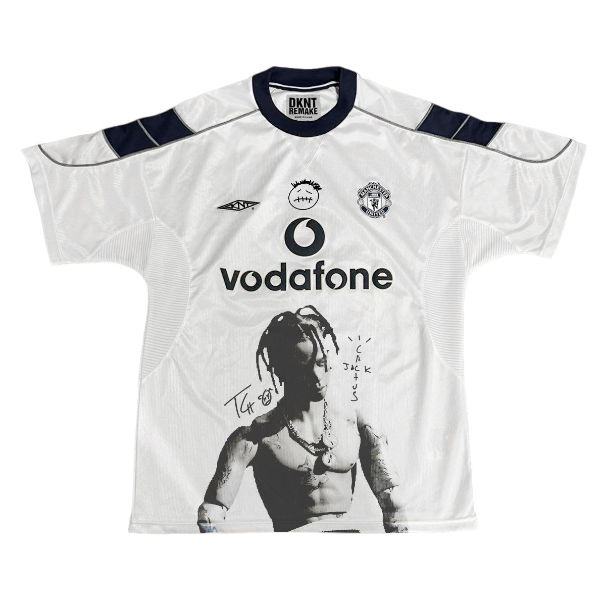 Travis Scott Manchester United Weißes Portrait-Grafik-Trikot