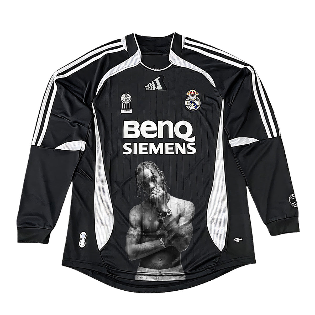 Travis Scott Real Madrid Schwarzes Langarm-Portrait-Trikot