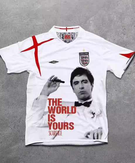 Maillot graphique blanc de l’Angleterre de Scarface