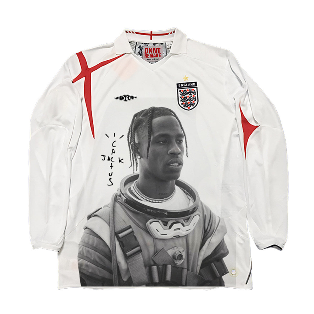 Travis Scott England White Long-Sleeve Astronaut Jersey