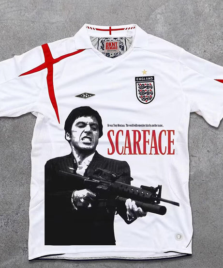 Maillot graphique blanc de l’Angleterre de Scarface