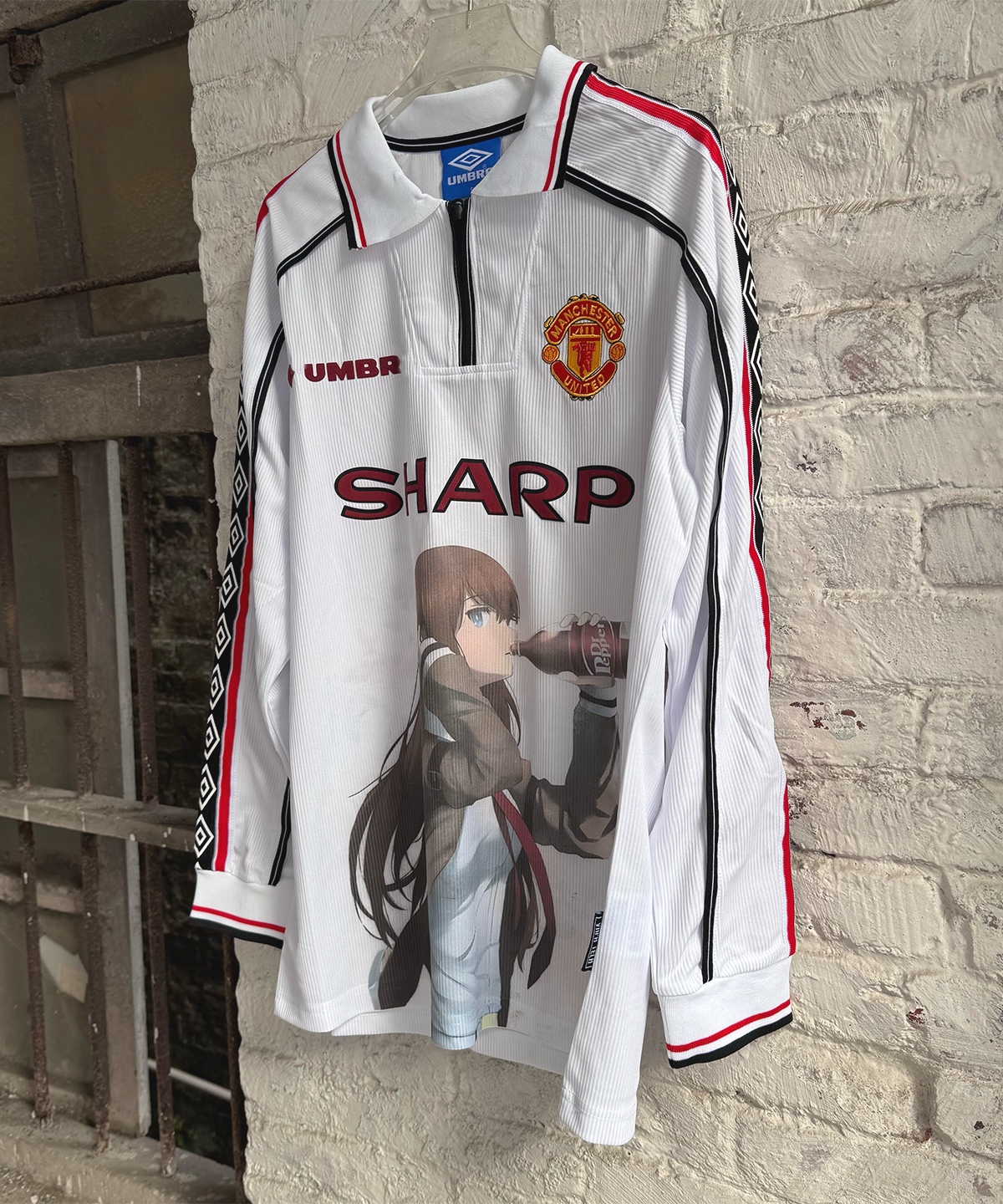 Kurisu Makise Manchester United White Long Sleeve Jersey