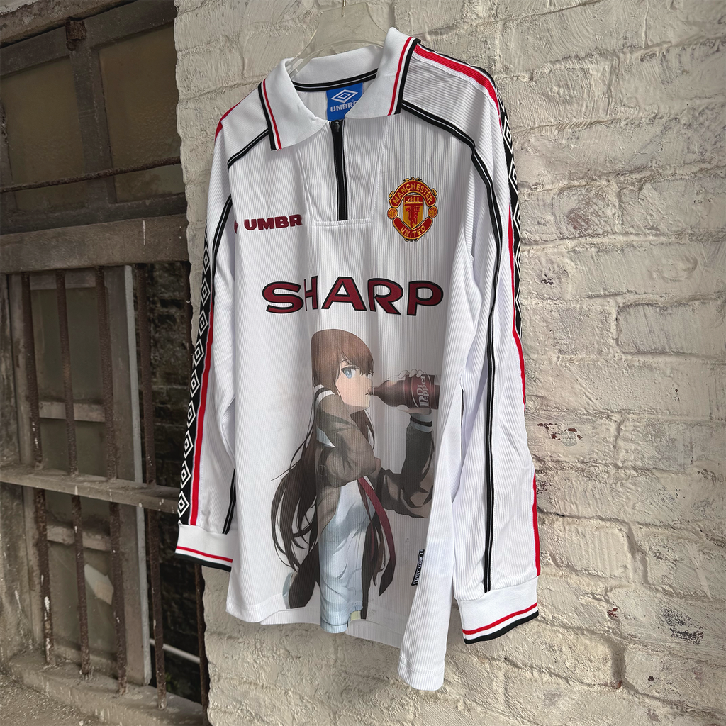 Kurisu Makise Manchester United White Long Sleeve Jersey