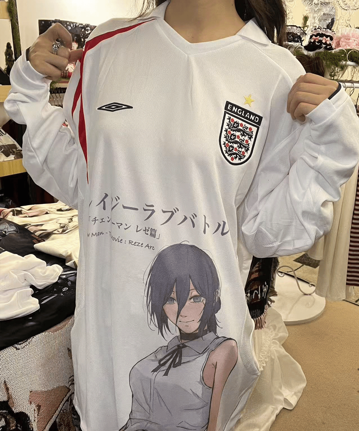 Reze England White Graphic Jersey