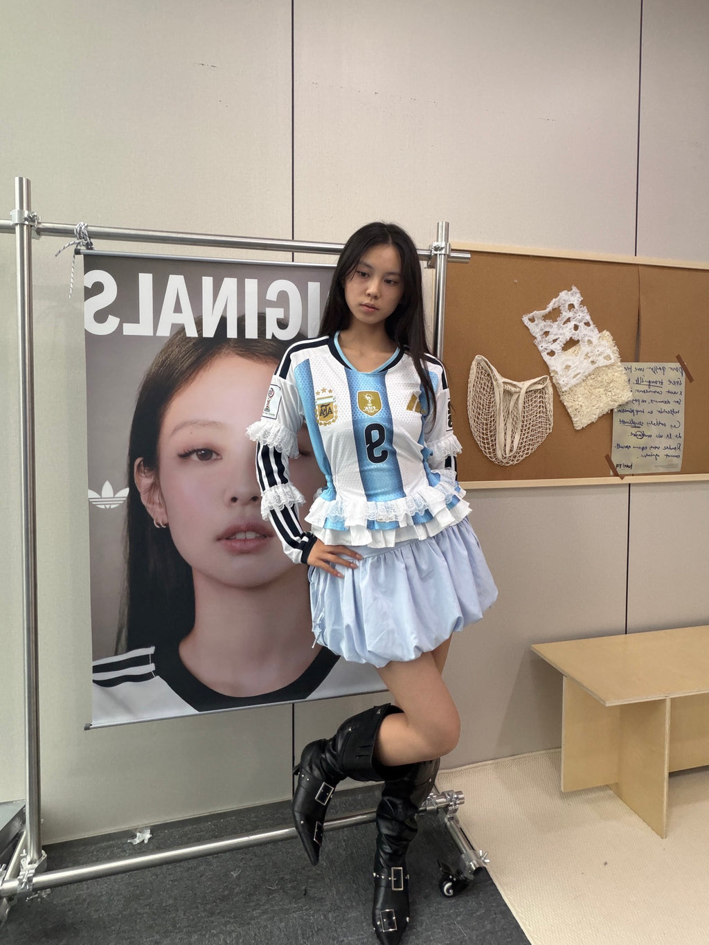 Argentina Sky Blue Ruffle Jersey Dress - product image 3