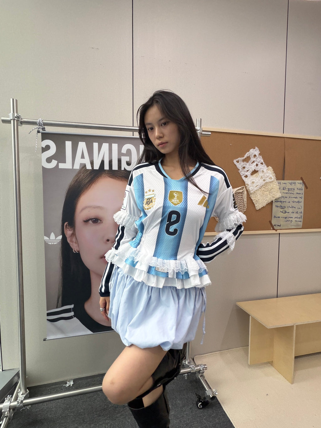 Argentina Sky Blue Ruffle Jersey Dress - product image 5