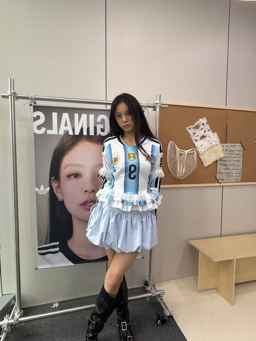 Argentina Sky Blue Ruffle Jersey Dress - product image 1