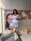 Pastel Graphic Ruffle Jersey Dress - product image 1