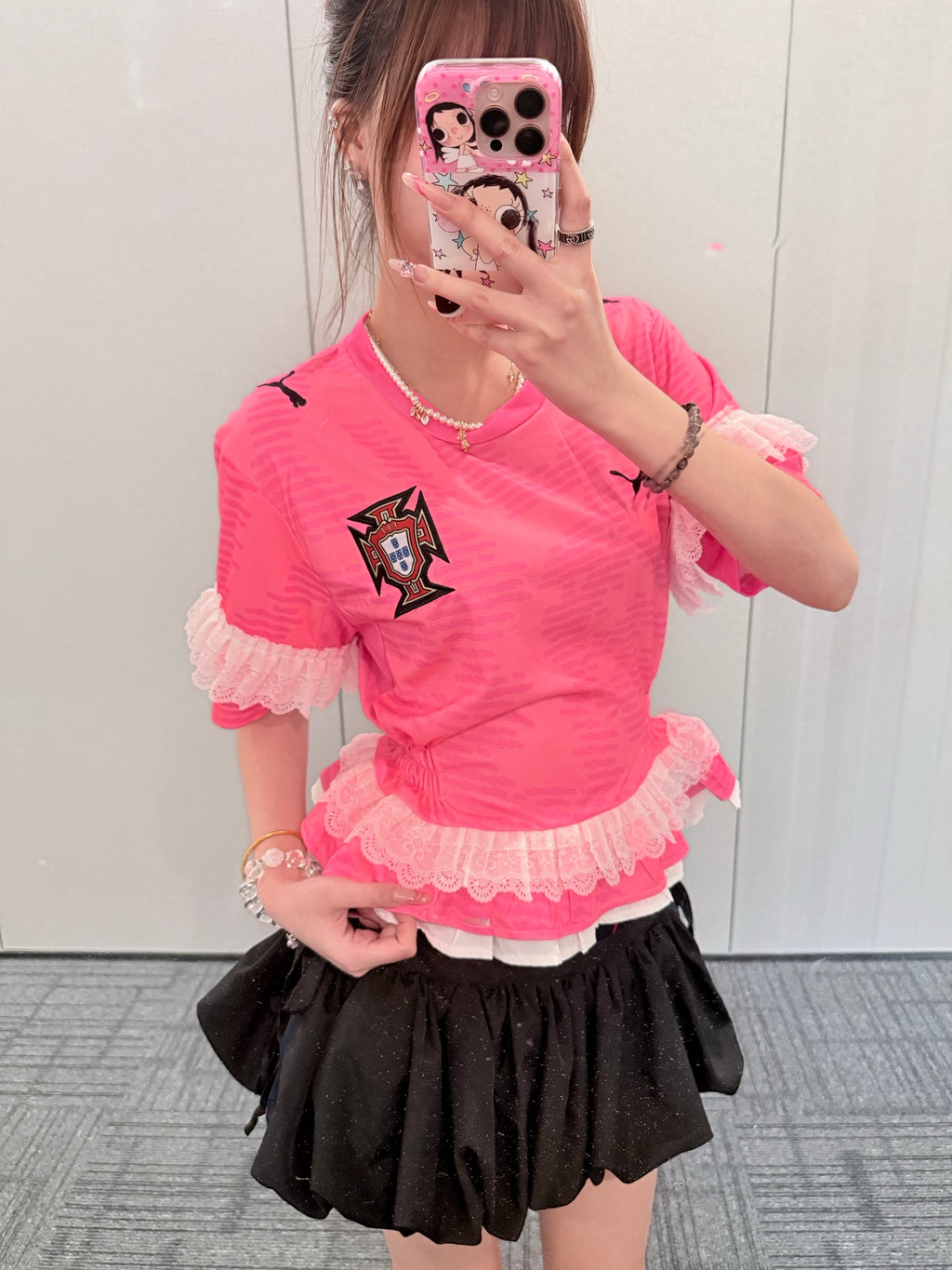 Pink Football Bubble-Skirt Jersey Dress - product image 1