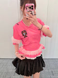 Pink Football Bubble-Skirt Jersey Dress - product image 1