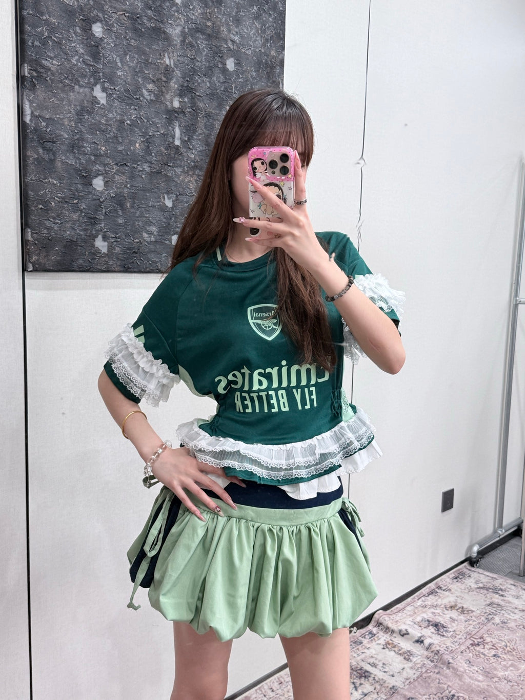 Real Madrid Green Ruffle Jersey Dress - product image 2
