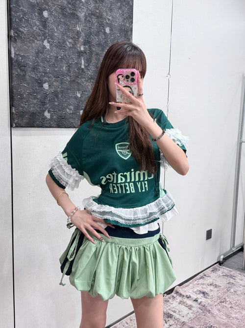 Real Madrid Green Ruffle Jersey Dress - product image 2