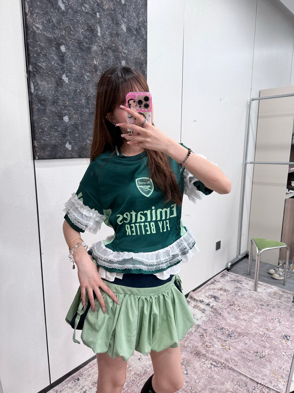 Real Madrid Green Ruffle Jersey Dress - product image 3